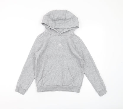 Adidas Boys Grey Pullover Hoodie 9-10 Years - Lightweight & Hooded