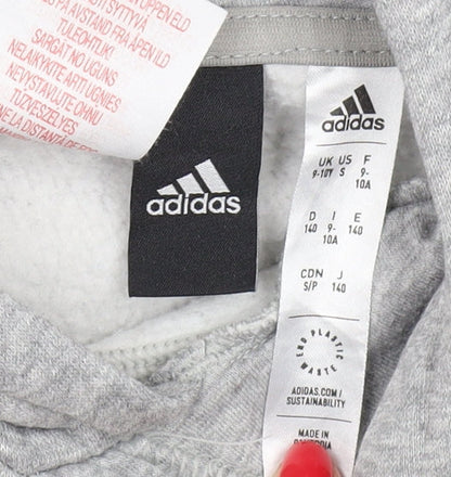 Adidas Boys Grey Pullover Hoodie 9-10 Years - Lightweight & Hooded