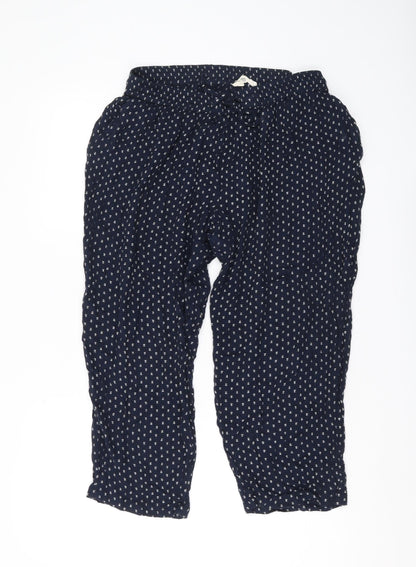 Mango Women's Blue Polka Dot Cropped Trousers L
