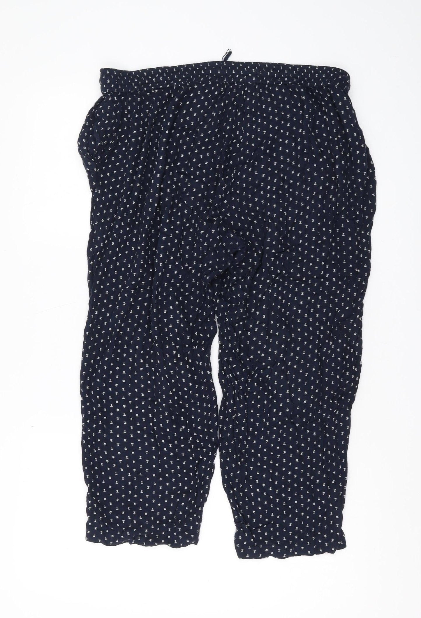 Mango Women's Blue Polka Dot Cropped Trousers L