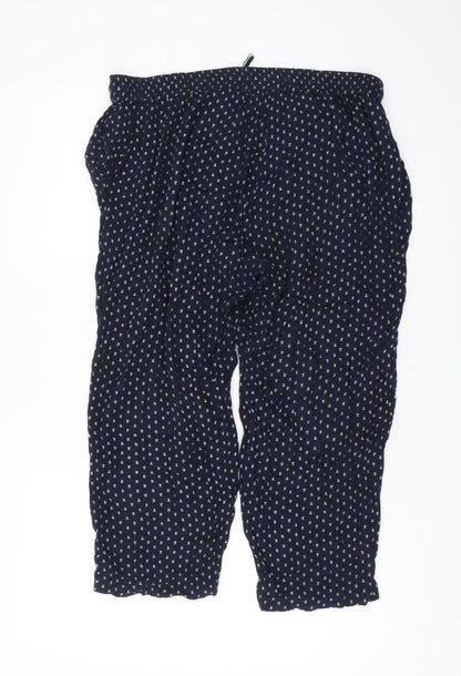Mango Women's Blue Polka Dot Cropped Trousers L