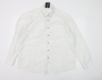 Collusion Men's White Long Sleeve Button-Up Shirt - L