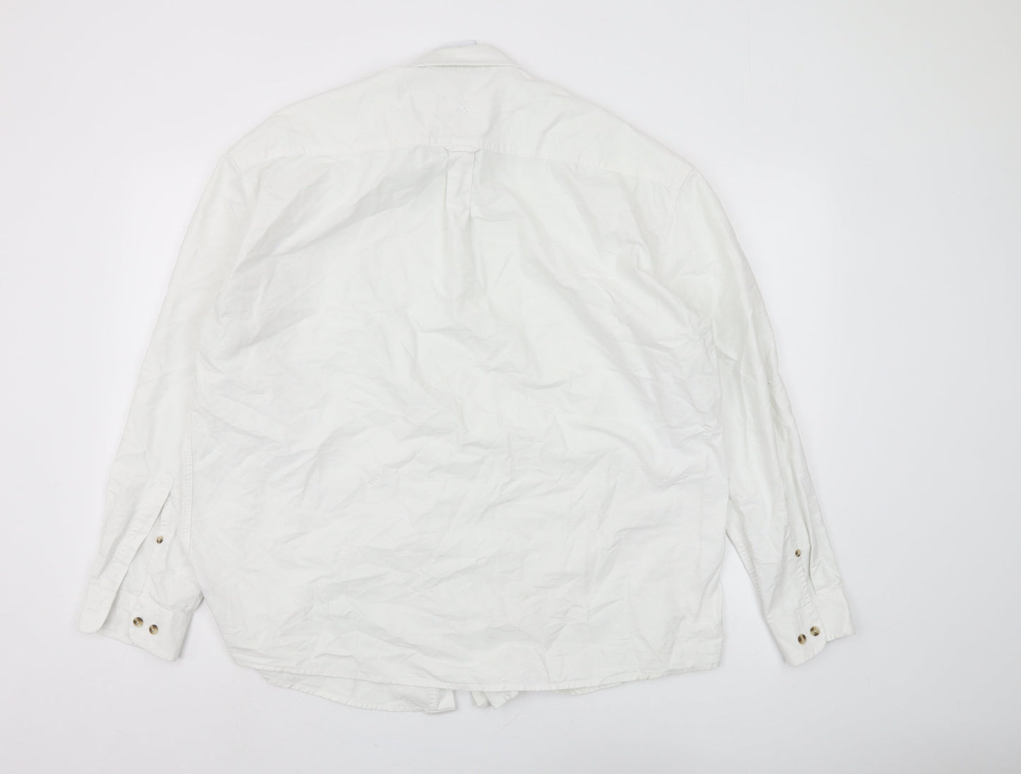 Collusion Men's White Long Sleeve Button-Up Shirt - L