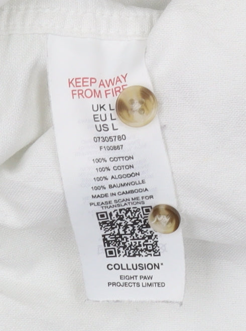 Collusion Men's White Long Sleeve Button-Up Shirt - L