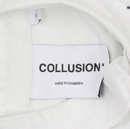 Collusion Men's White Long Sleeve Button-Up Shirt - L