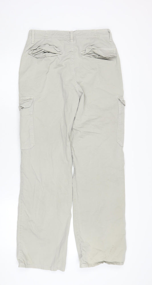 Womens UK Size 8 Zara Relaxed Fit Cargo Beige Trousers
