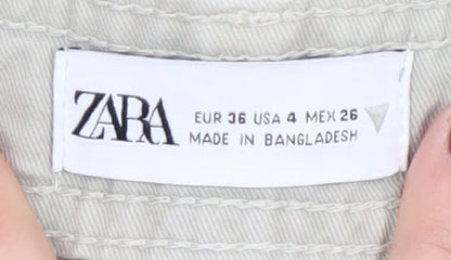 Womens UK Size 8 Zara Relaxed Fit Cargo Beige Trousers