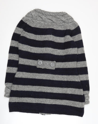Per Una Women's Black Striped Cardigan, Cowl Neck, Medium