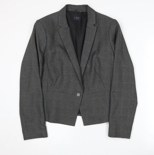 Marks and Spencer Women's Grey Check Blazer Size 14