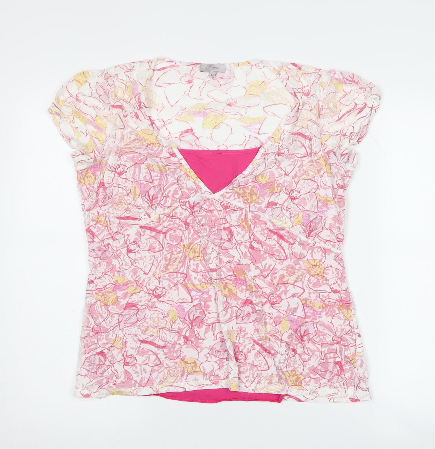 Womens UK Size 14 Marks and Spencer Pink Basic T-Shirt