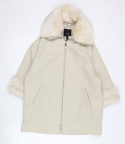 Womens UK Size 6 River Island Ivory Biker Coat