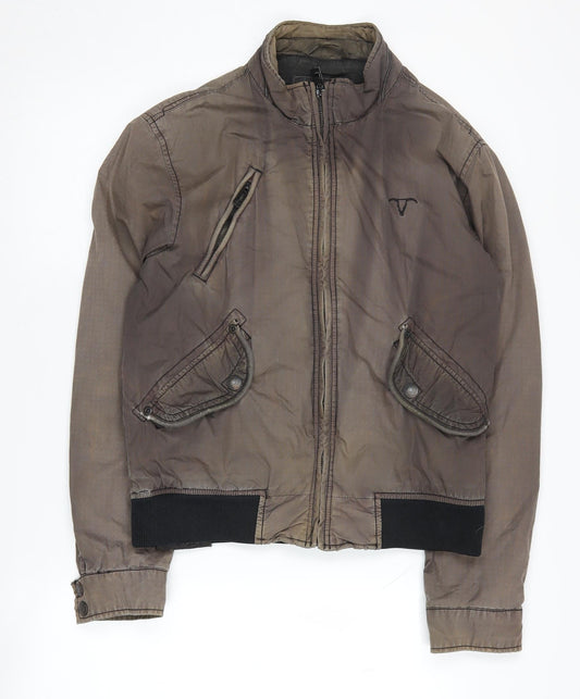 Mens UK Size S Design Dept Brown Bomber Jacket