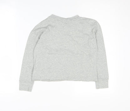 Gap Girls Grey Long Sleeve Sequin T-Shirt 6-7 Years Casual