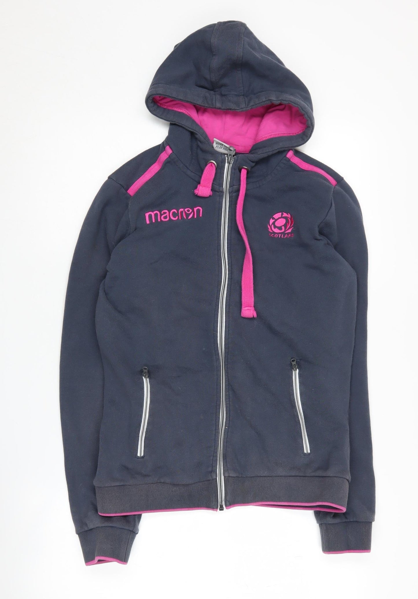 Macron Unisex Blue XL Full Zip Hoodie with Logo Accents