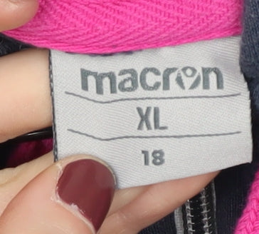 Macron Unisex Blue XL Full Zip Hoodie with Logo Accents