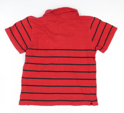 Manchester United Boys Red Striped Polo Shirt Size S