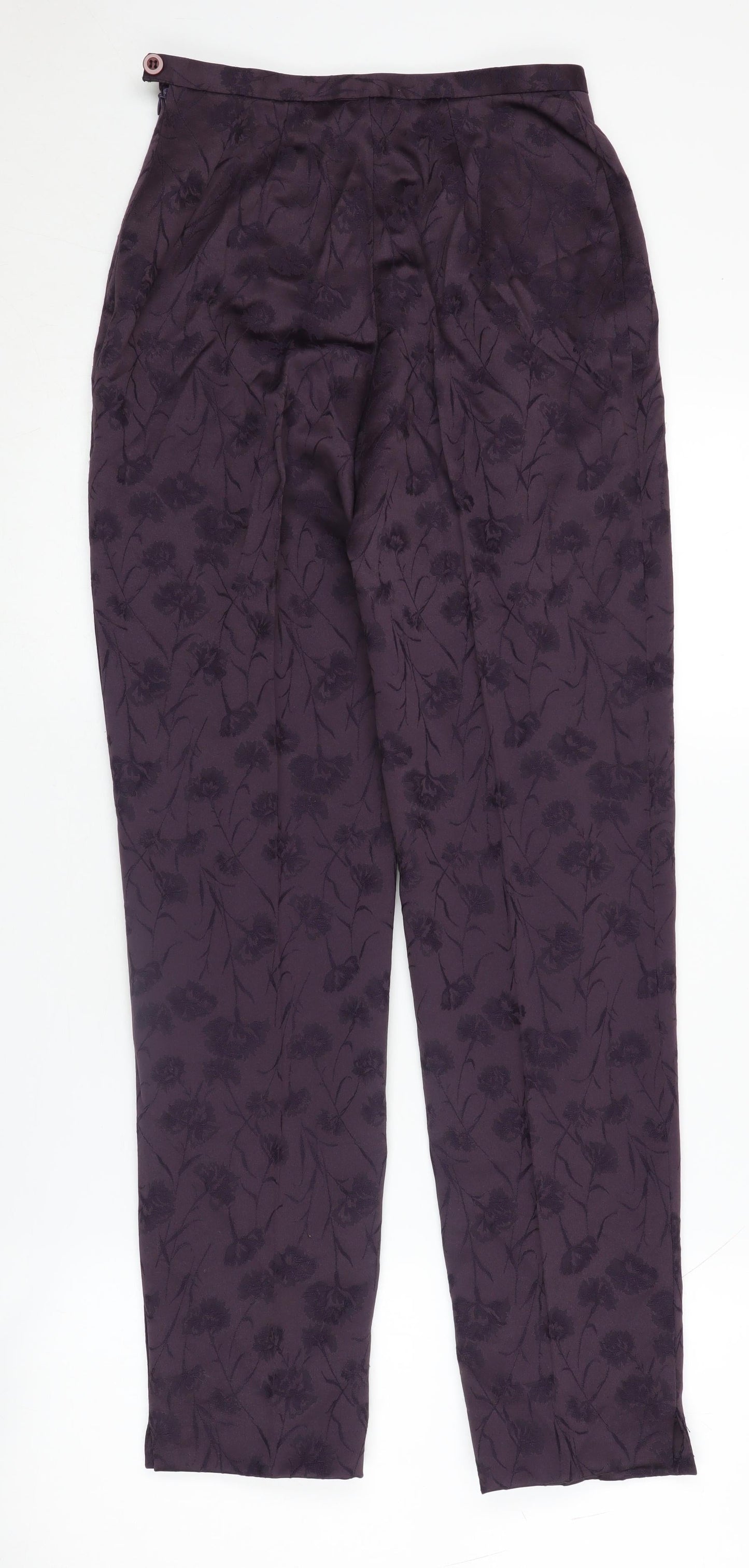 Cinoche Women's Purple Floral Trousers, Size 10