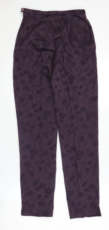 Cinoche Women's Purple Floral Trousers, Size 10