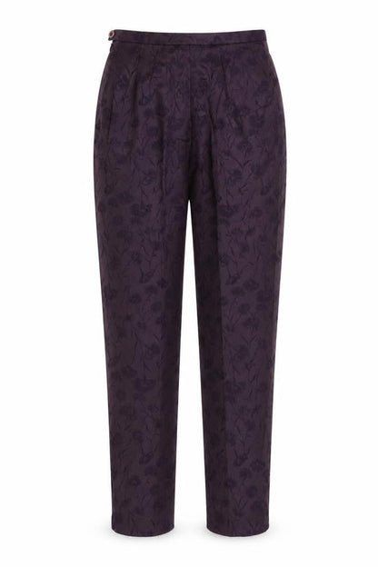 Cinoche Women's Purple Floral Trousers, Size 10