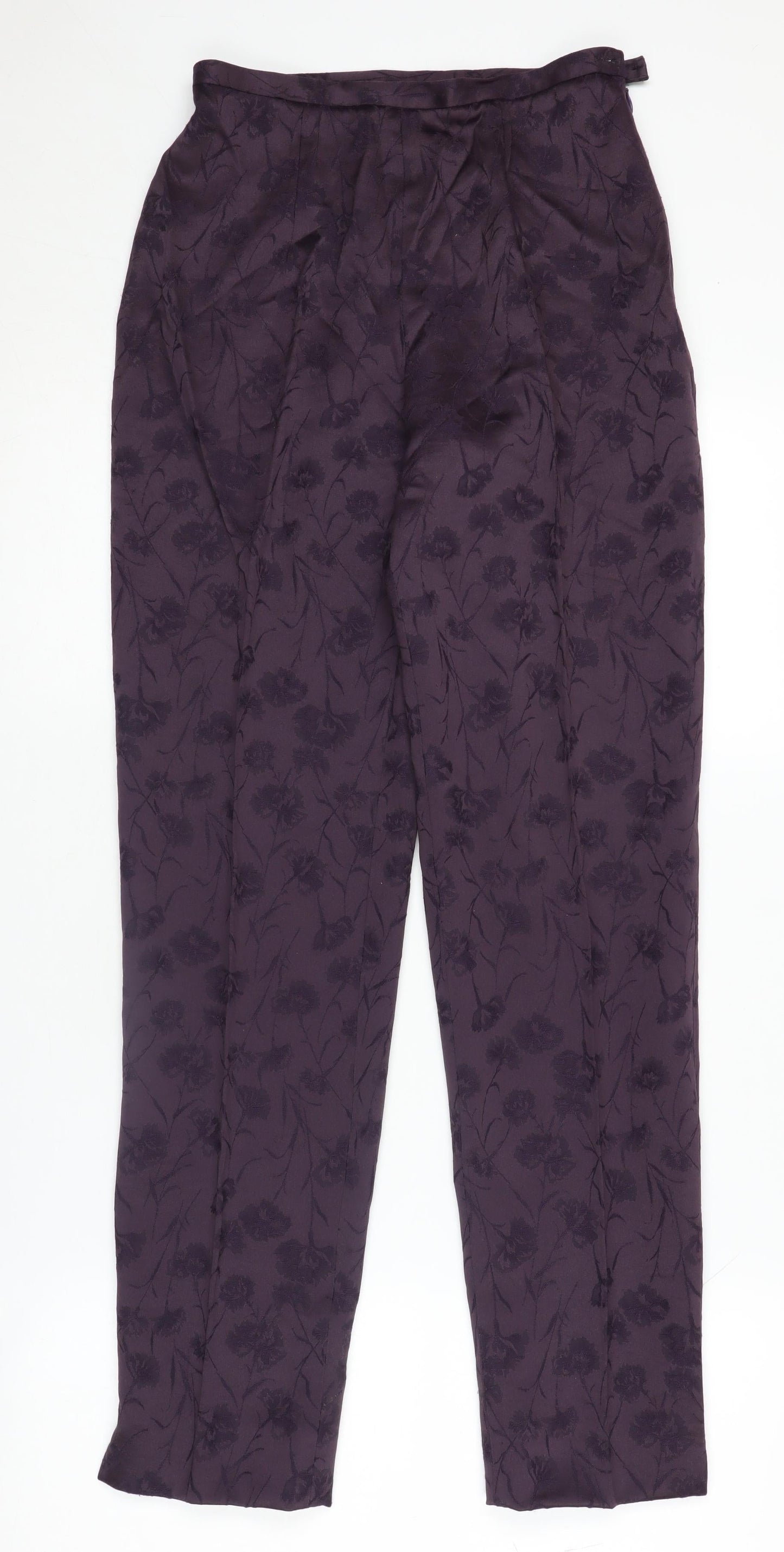 Cinoche Women's Purple Floral Trousers, Size 10