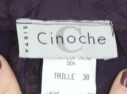 Cinoche Women's Purple Floral Trousers, Size 10