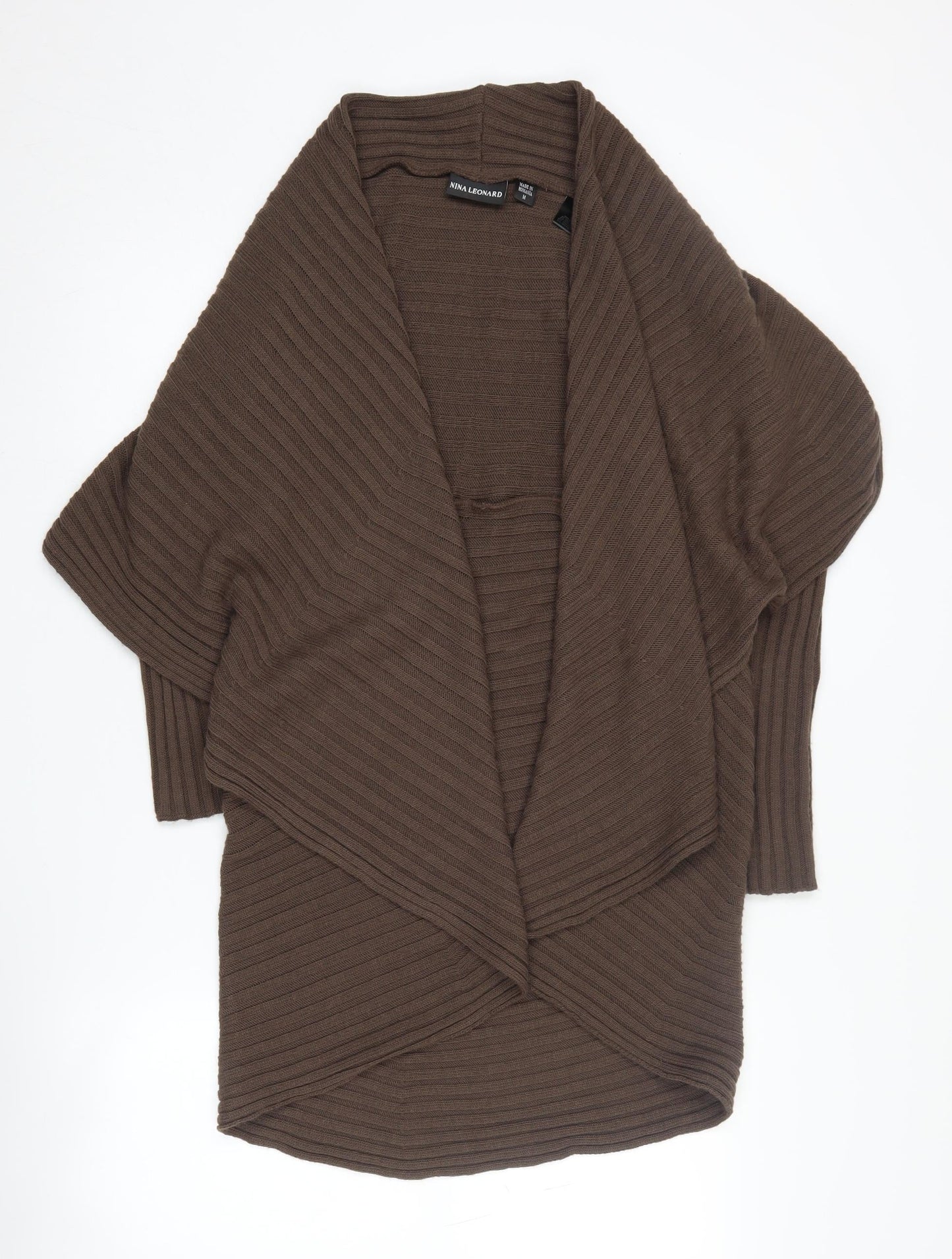 Womens UK Size M Nina Leonard Brown Cardigan Jumper