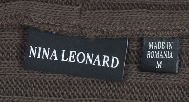 Womens UK Size M Nina Leonard Brown Cardigan Jumper