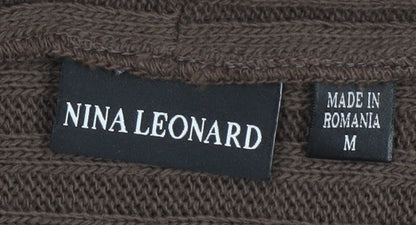 Womens UK Size M Nina Leonard Brown Cardigan Jumper
