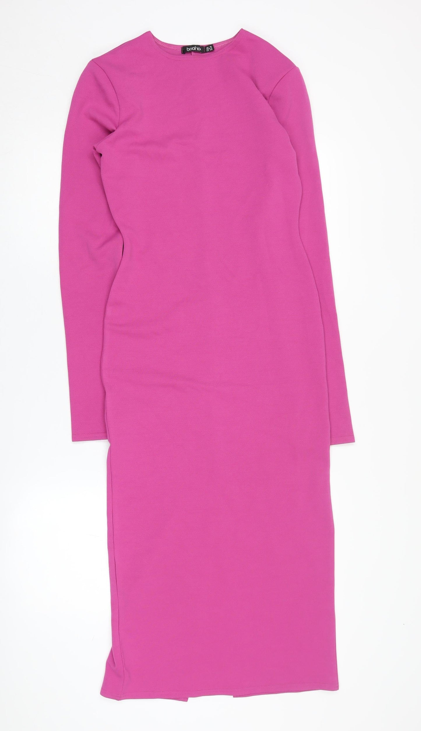 Boohoo Women's Pink Bodycon Midi Dress, Size 10