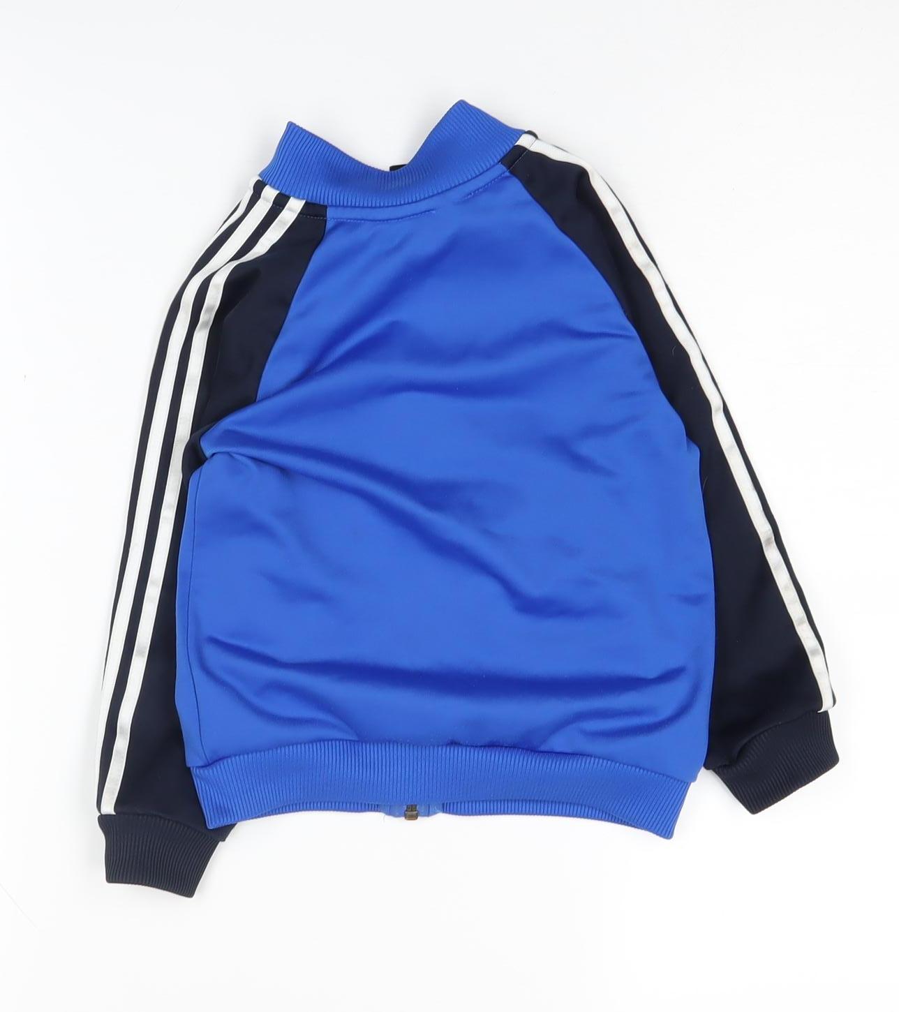 Adidas Boys Blue Track Jacket 3-4 Years Full Zip