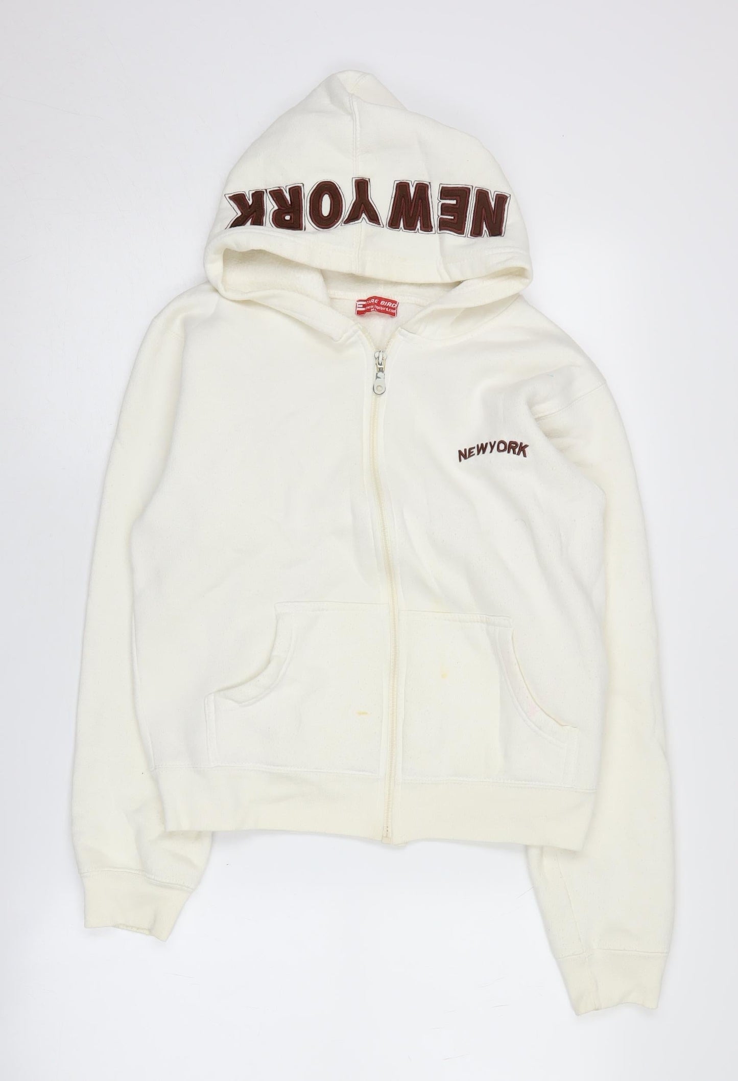 Fire Bird Women's Ivory Hoodie M Full Zip Hooded Casual