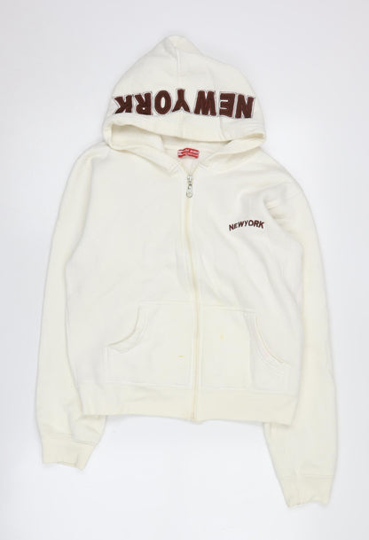 Fire Bird Women's Ivory Hoodie M Full Zip Hooded Casual