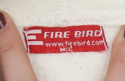 Fire Bird Women's Ivory Hoodie M Full Zip Hooded Casual