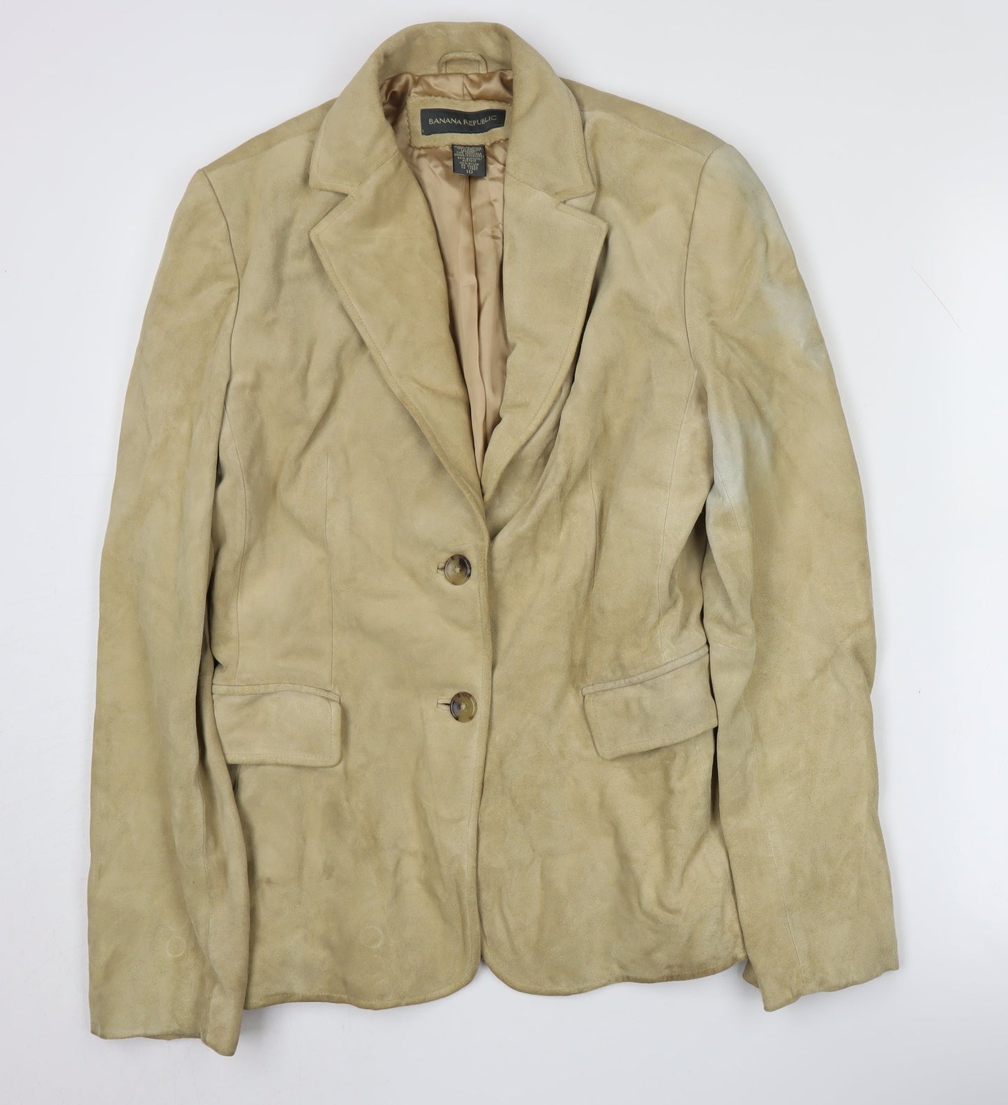 Banana Republic Women's Beige Leather Blazer Size 12