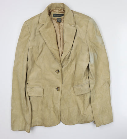 Banana Republic Women's Beige Leather Blazer Size 12