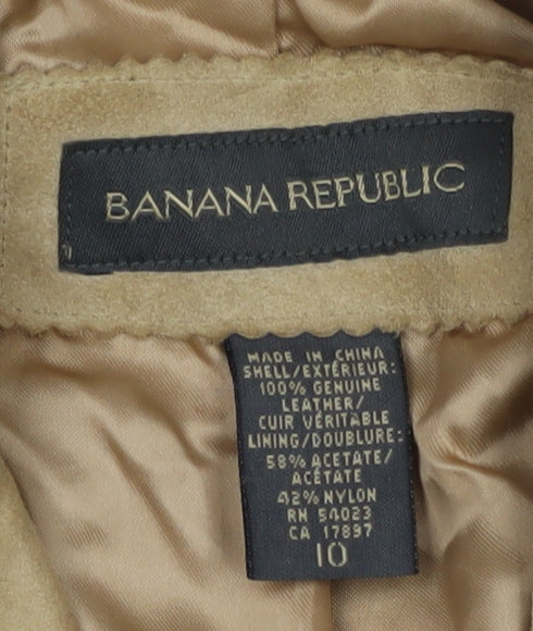 Banana Republic Women's Beige Leather Blazer Size 12