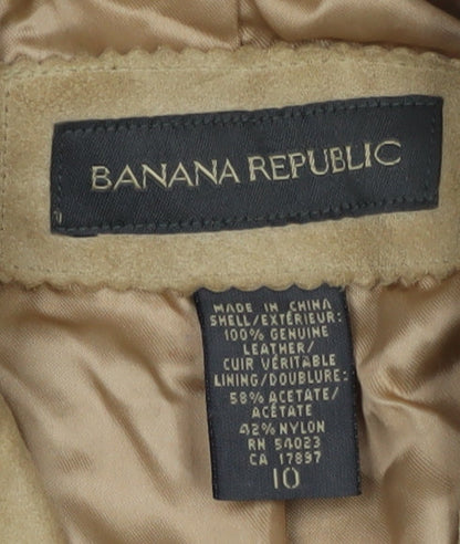 Banana Republic Women's Beige Leather Blazer Size 12