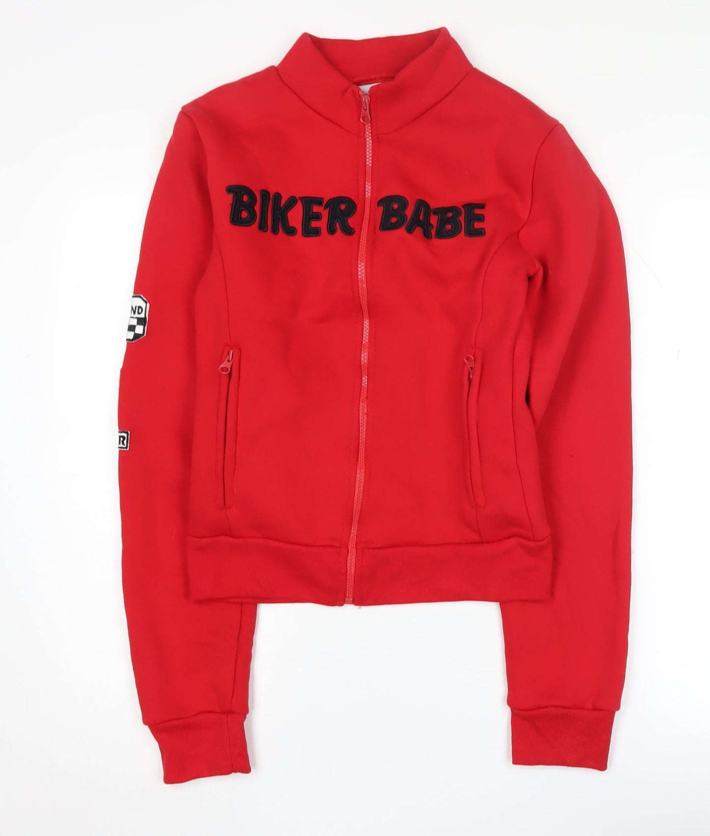 Hyde & Seek Women's Red Biker Sweatshirt, S, Full Zip