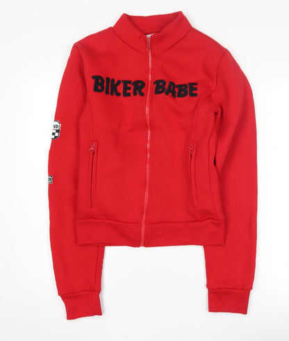 Hyde & Seek Women's Red Biker Sweatshirt, S, Full Zip
