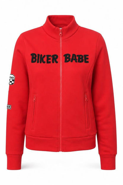 Hyde & Seek Women's Red Biker Sweatshirt, S, Full Zip