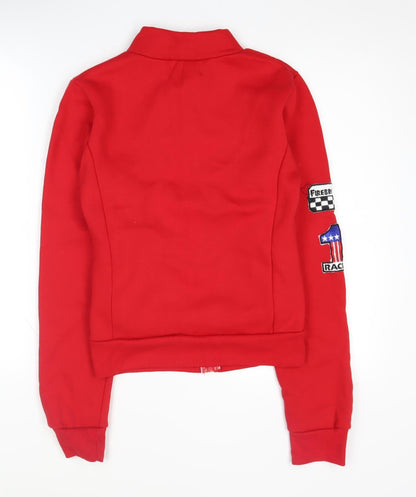 Hyde & Seek Women's Red Biker Sweatshirt, S, Full Zip