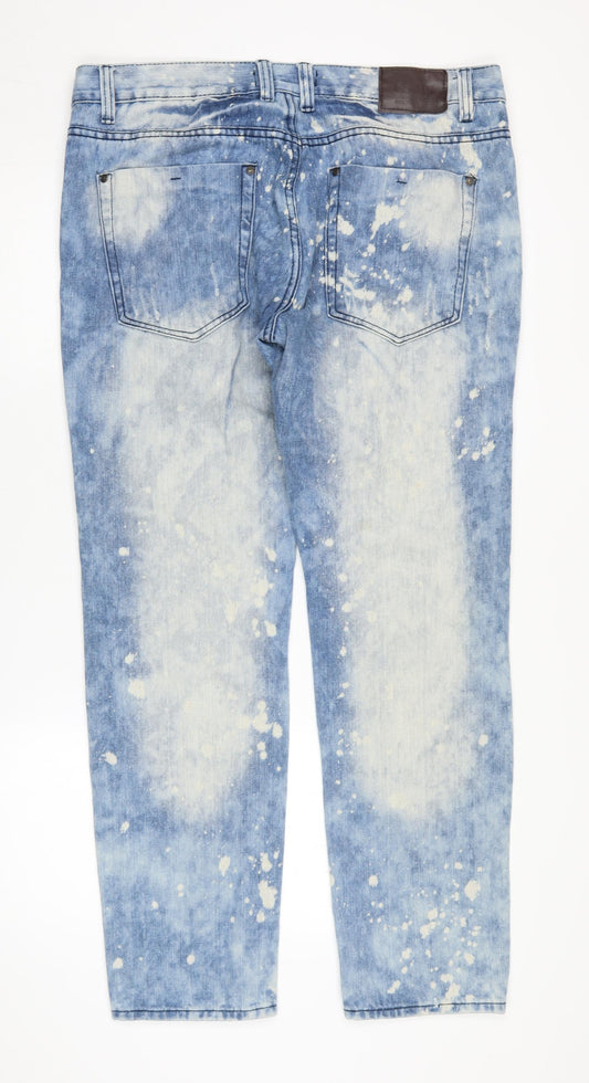 GS-115 Men's Blue Distressed Straight Jeans Size 36