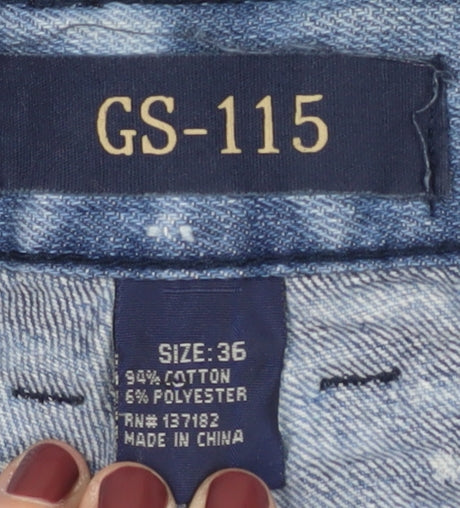 GS-115 Men's Blue Distressed Straight Jeans Size 36