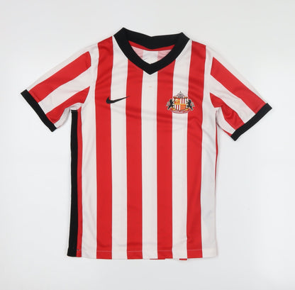 Nike Boys Red Striped Football Jersey T-Shirt M
