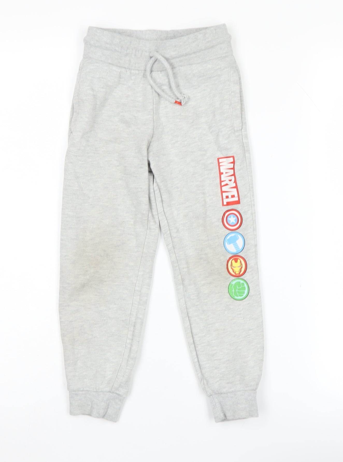 Marvel Boys Grey Jogger Trousers 4-5 Years with Superhero Theme