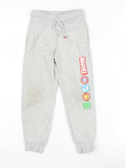 Marvel Boys Grey Jogger Trousers 4-5 Years with Superhero Theme