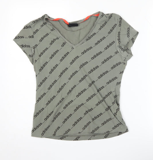 Womens UK Size L adidas Green Basic T-Shirt