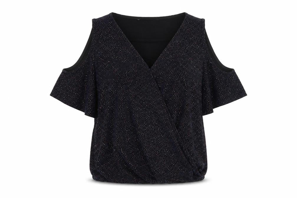 Womens UK Size 10 New Look Black Wrap Blouse