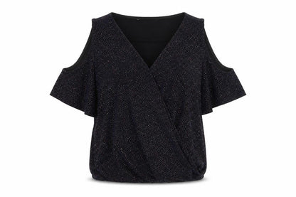 Womens UK Size 10 New Look Black Wrap Blouse
