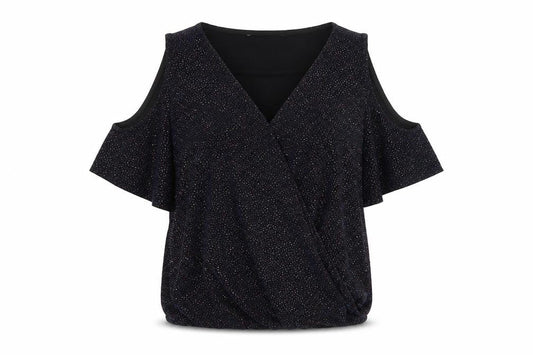 Womens UK Size 10 New Look Black Wrap Blouse